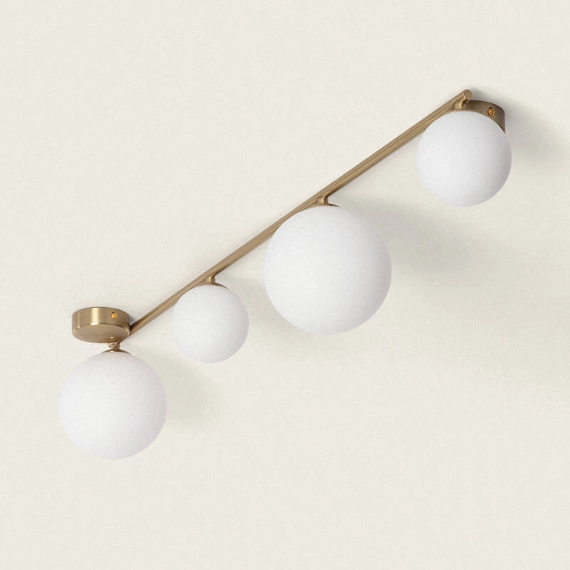 Lampada da soffitto in Metallo e Vetro Moonlight Brass 4 punti luce
