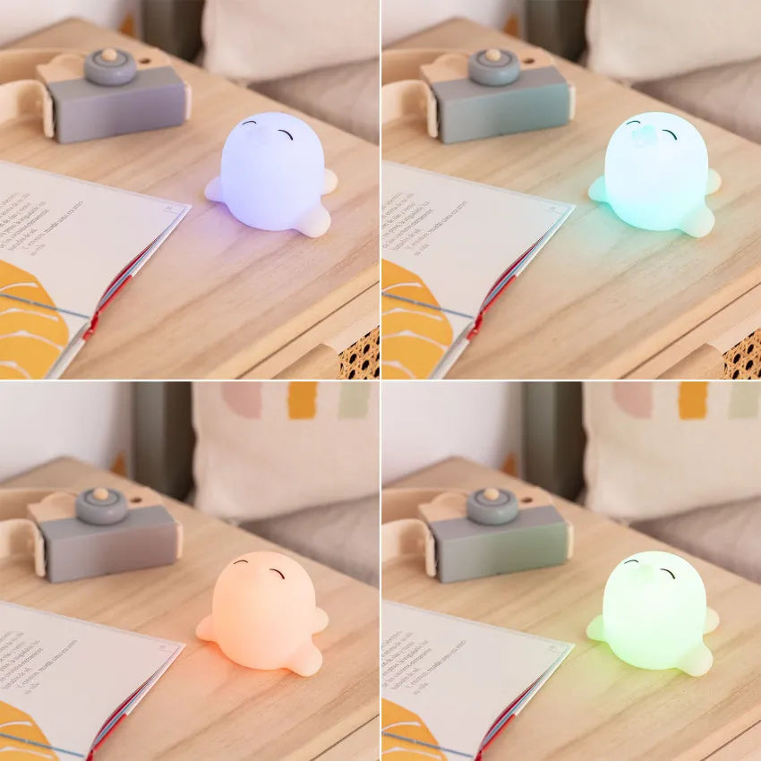Luce Notturna per Bambini LED Foca RGB Silicone IP67