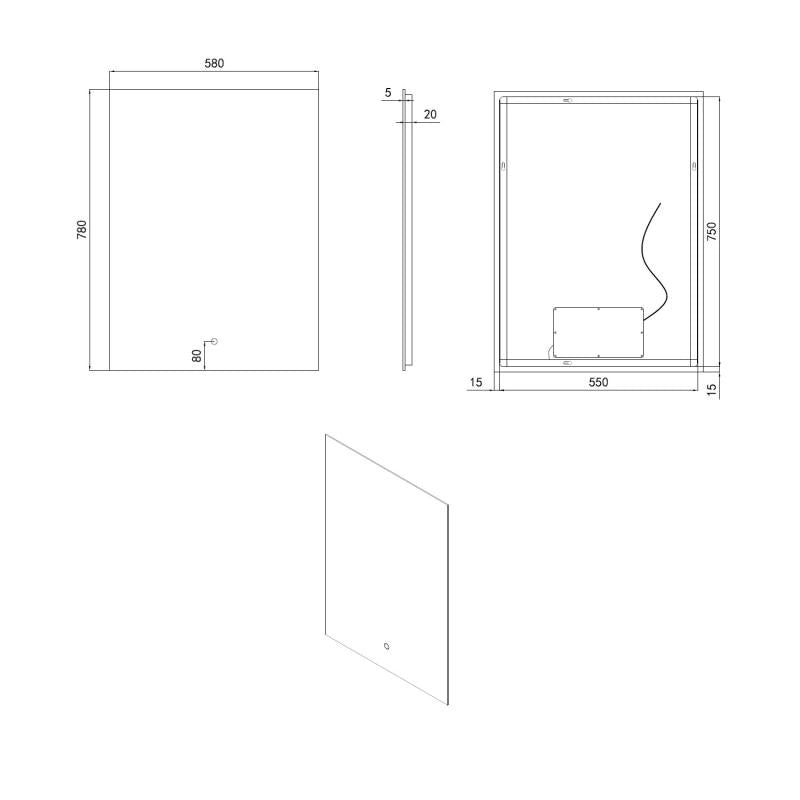 Specchio da Bagno con Luce LED 78x58 cm Medium Mason
