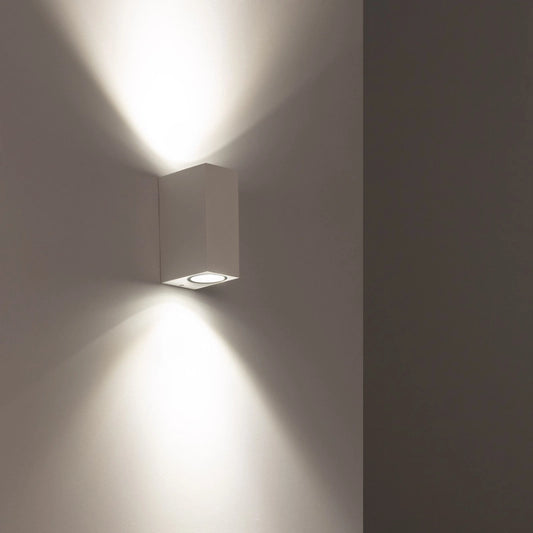 Applique da Parete per Esterni Alluminio Illuminazione Doppia Luce Miseno Bianco