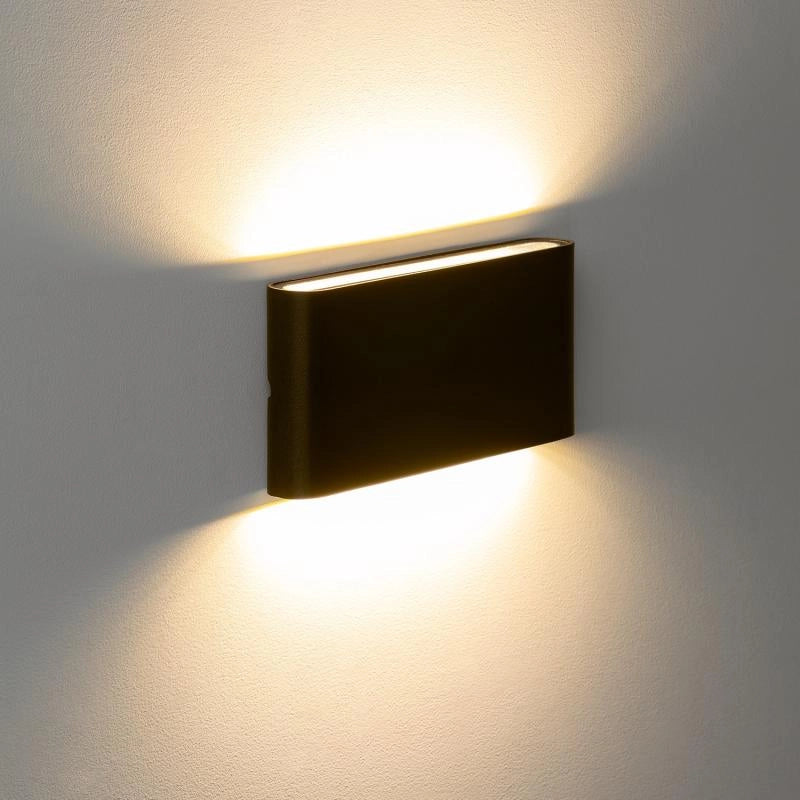 Applique da Parete per Esterni LED 12W Alluminio Rettangolare Illuminazione Doppia Luce Luming Nero