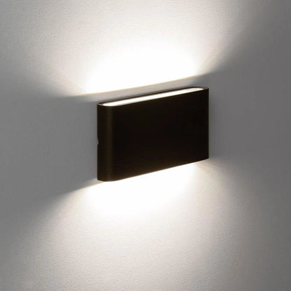 Applique da Parete per Esterni LED 12W Alluminio Rettangolare Illuminazione Doppia Luce Luming Nero