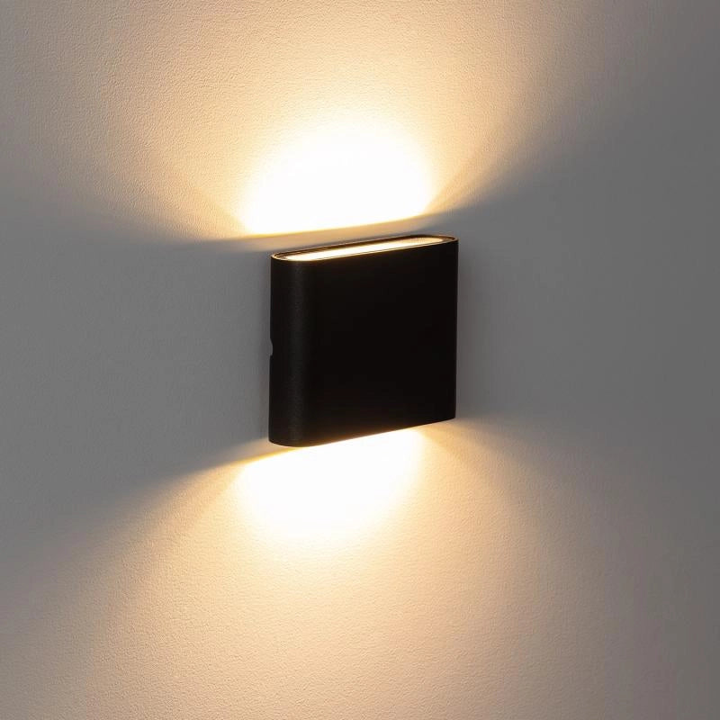 Applique da Parete Esterni LED 6W Alluminio Quadrato Illuminazione Doppia Luce Luming Nero