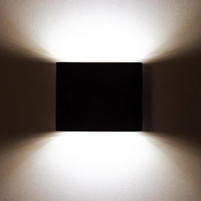 Applique da Parete per Esterno LED 6W Doppia Luce Quadrato Nero Zeus