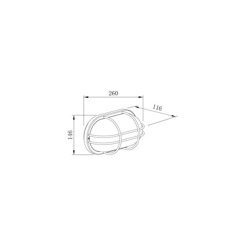 Plafoniera Ovale per Esterno 260x146 mm Hublot Fjord Acciaio Zincato