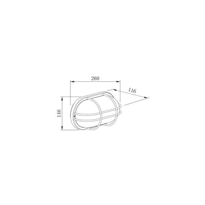 Plafoniera Ovale per Esterno 260x146 mm Hublot Fjord Acciaio Zincato