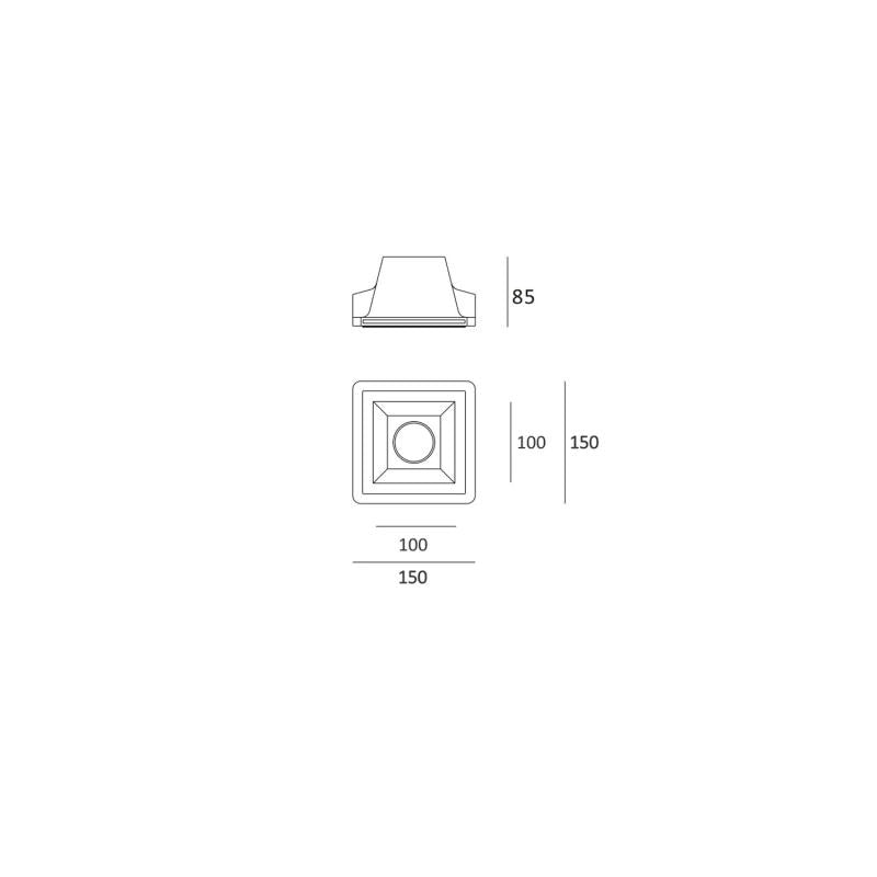 Portafaretto Downlight Integrazione Cartongesso Quadrato per Lampadina LED GU10