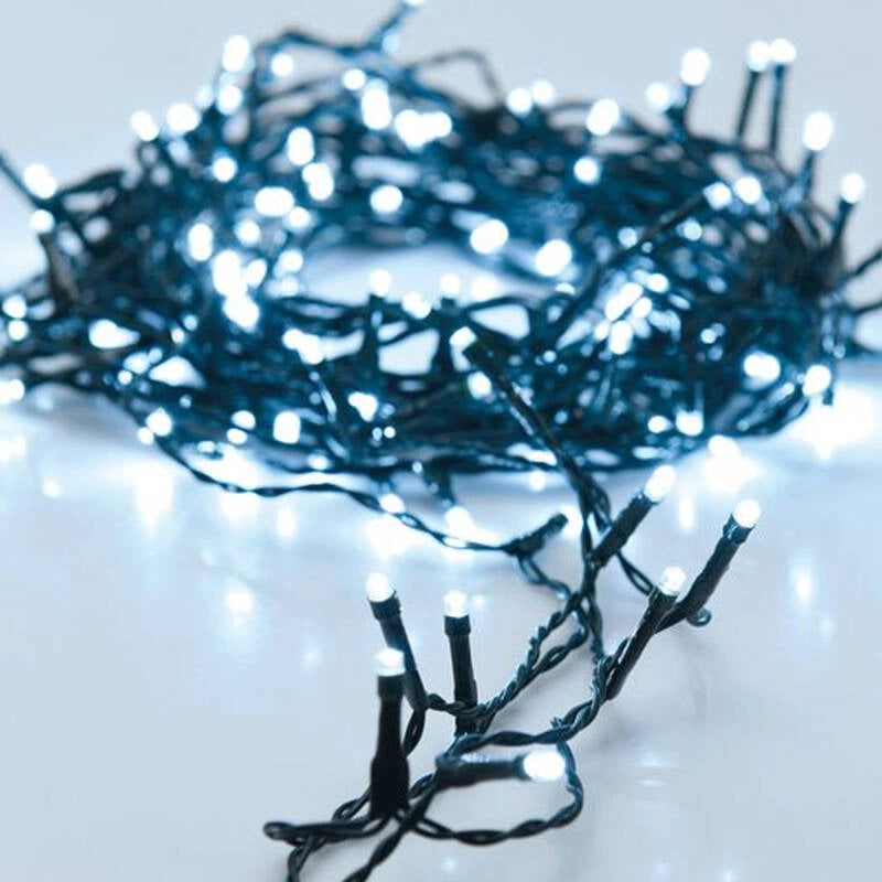 Ghirlanda LED per Esterni Cavo Nero Bianco Freddo da 20 m Grappolo