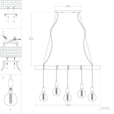 Lampada a Sospensione in Metallo e Legno Yagis