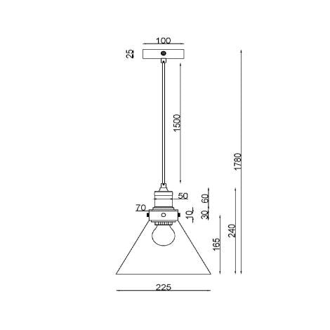 Lampada a Sospensione Metallo e Vetro Factory