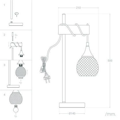 Lampada da Tavolo Metallo e Legno Monah