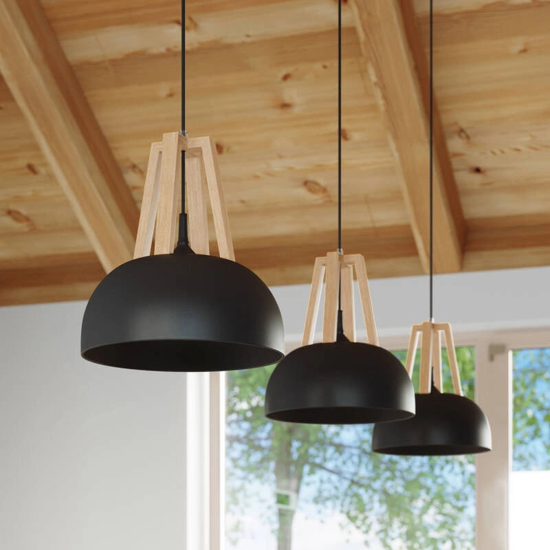 Lampada a Sospensione in Legno Naturale Casco SOLLUX