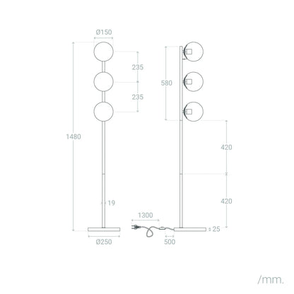 Lampada da terrade Metallo e Vetro Moonlight Brass 3 Lampade