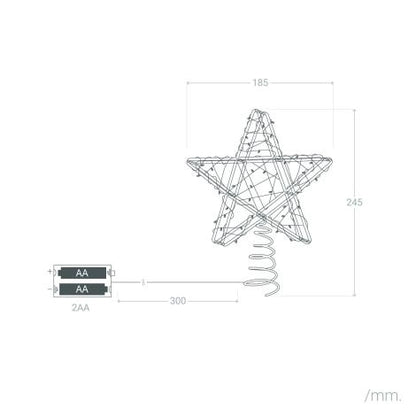 Stella LED per Albero di Natale in Metallo a Pile Bellen