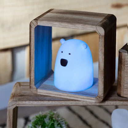 Luce per la Notte LED RGB da Tavolo per Bambini Orso Multicolore a Pile