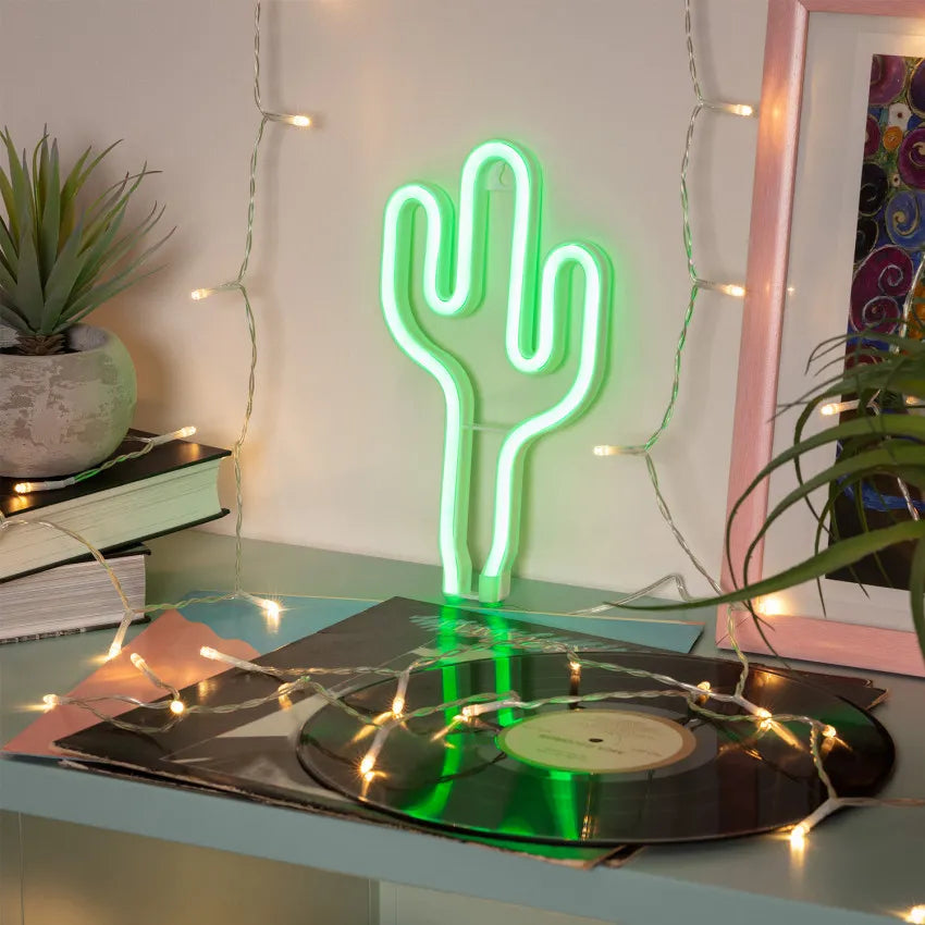 Neon LED Cactus con Batteria