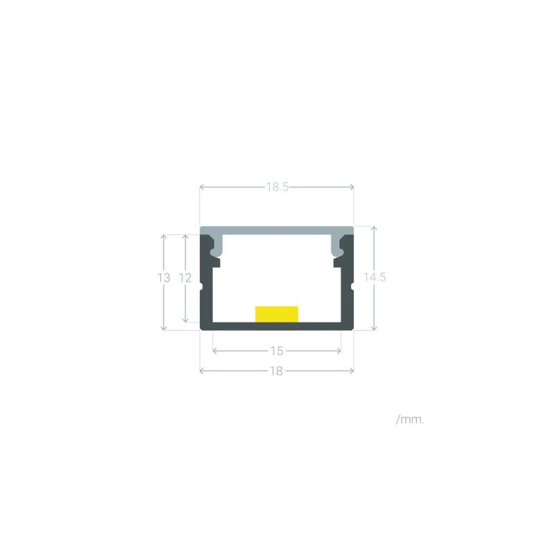 Profilo in Alluminio a Superficie con Copertura Continua per Striscia LED fino 15mm