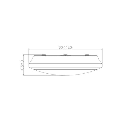 Plafoniera LED 12.5-18.5W Ø300 mm da Esterno Circolare CCT con Rilevatore di Movimento Radar e Luce di Emergenza