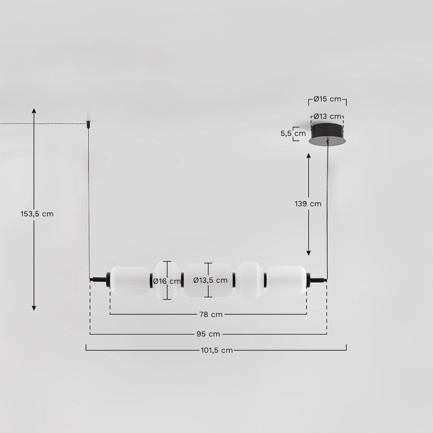 Barra lineare a LED in ferro e vetro (95 cm) Necsar