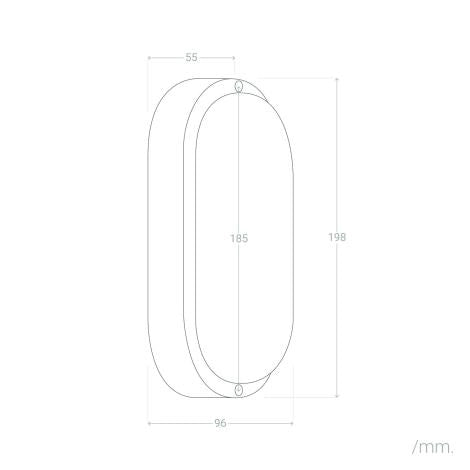 Plafoniera LED 25W Ovale per Esterni 96x198 mm IP65 Hublot Black